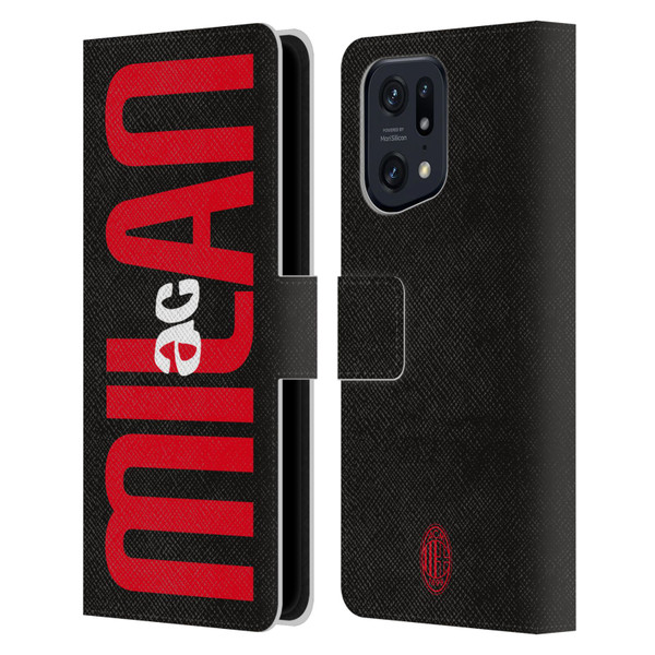 AC Milan Graphics Vertical Typography Leather Book Wallet Case Cover For OPPO Find X5 Pro