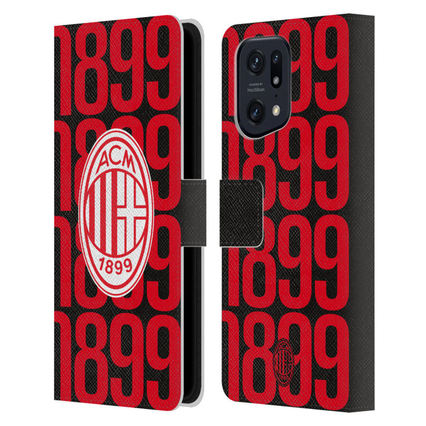 AC Milan Graphics Pattern Leather Book Wallet Case Cover For OPPO Find X5 Pro