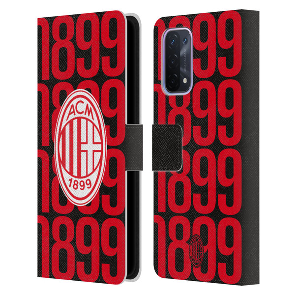 AC Milan Graphics Pattern Leather Book Wallet Case Cover For OPPO A54 5G