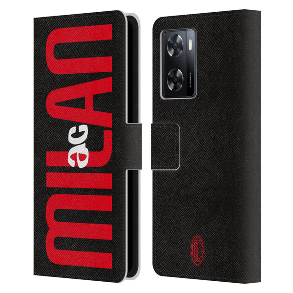 AC Milan Graphics Vertical Typography Leather Book Wallet Case Cover For OPPO A57s