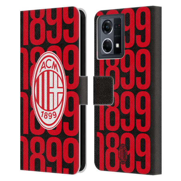 AC Milan Graphics Pattern Leather Book Wallet Case Cover For OPPO Reno8 4G