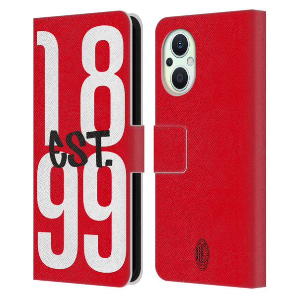 AC Milan Graphics Est. 1899 Leather Book Wallet Case Cover For OPPO Reno8 Lite