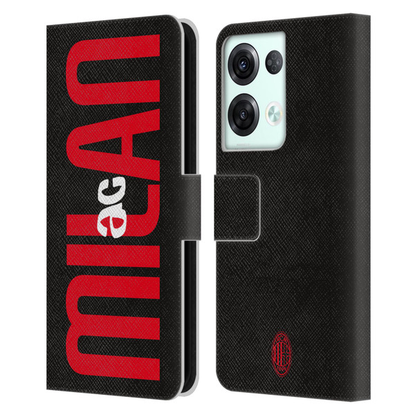 AC Milan Graphics Vertical Typography Leather Book Wallet Case Cover For OPPO Reno8 Pro