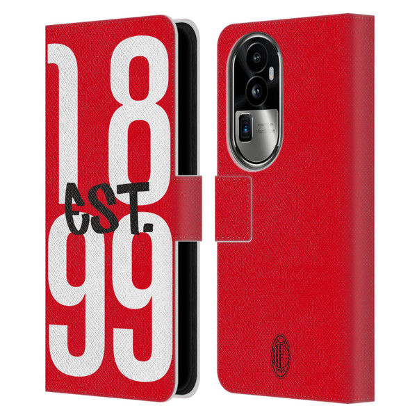 AC Milan Graphics Est. 1899 Leather Book Wallet Case Cover For OPPO Reno10 Pro+