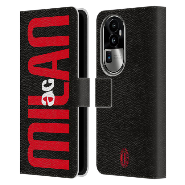 AC Milan Graphics Vertical Typography Leather Book Wallet Case Cover For OPPO Reno10 Pro+