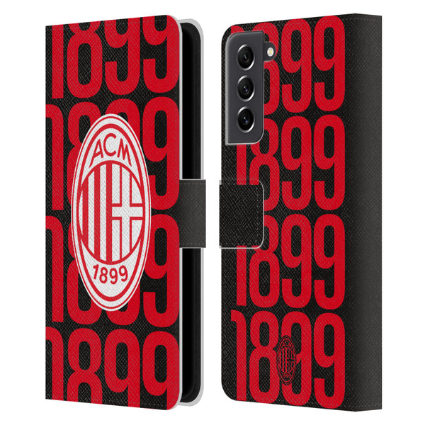 AC Milan Graphics Pattern Leather Book Wallet Case Cover For Samsung Galaxy S21 FE 5G