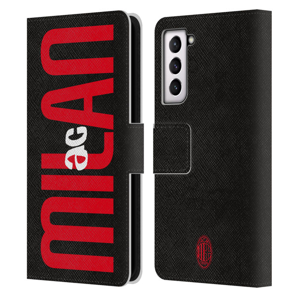AC Milan Graphics Vertical Typography Leather Book Wallet Case Cover For Samsung Galaxy S21 5G