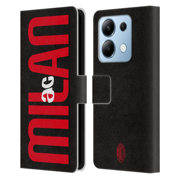AC Milan Graphics Vertical Typography Leather Book Wallet Case Cover For Xiaomi Redmi Note 13/13 Pro 5G