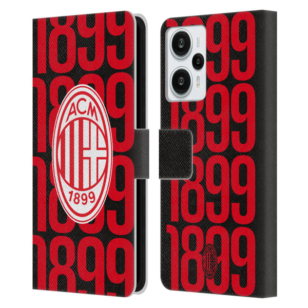 AC Milan Graphics Pattern Leather Book Wallet Case Cover For Xiaomi Redmi Note 12T