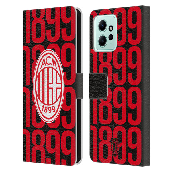 AC Milan Graphics Pattern Leather Book Wallet Case Cover For Xiaomi Redmi 12
