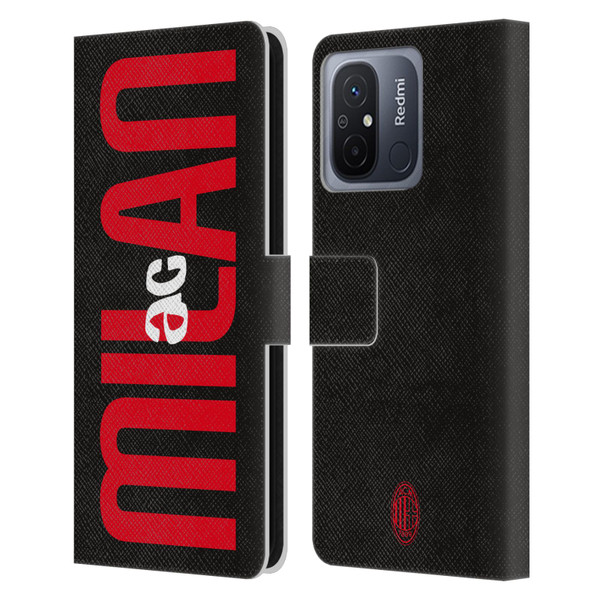 AC Milan Graphics Vertical Typography Leather Book Wallet Case Cover For Xiaomi Redmi 12C
