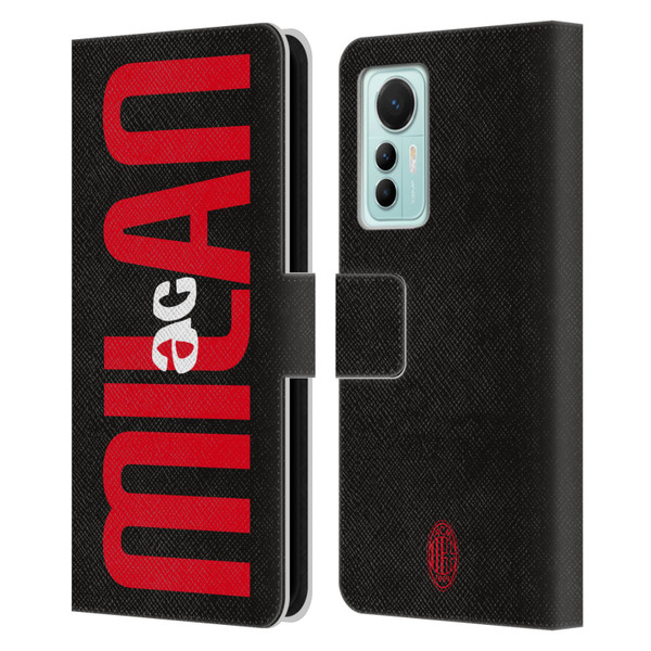AC Milan Graphics Vertical Typography Leather Book Wallet Case Cover For Xiaomi 12 Lite