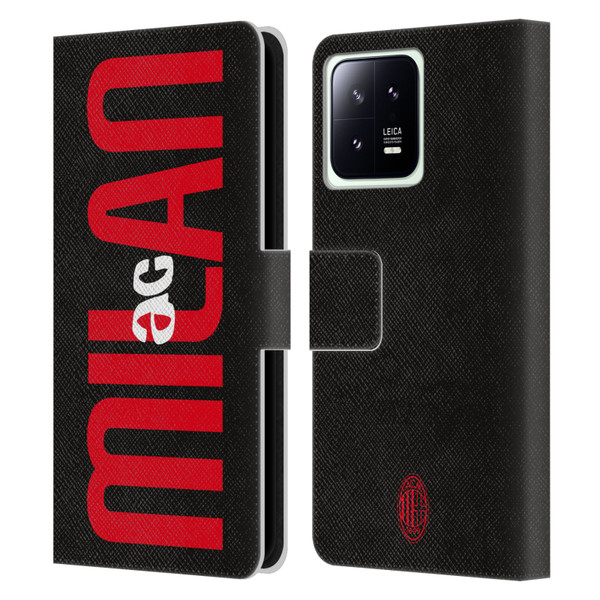 AC Milan Graphics Vertical Typography Leather Book Wallet Case Cover For Xiaomi 13 5G