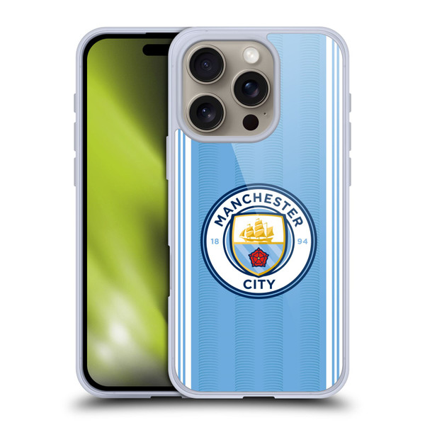 Manchester City Man City FC 2023/24 Badge Kit Home Soft Gel Case for Apple iPhone 16 Pro