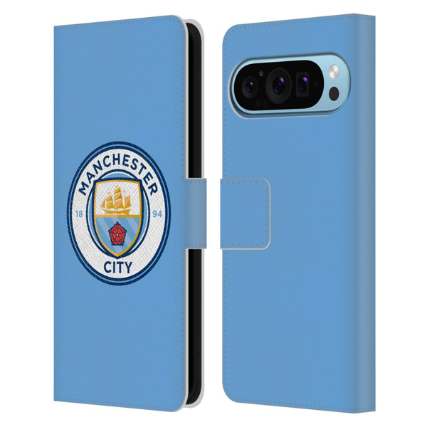 Manchester City Man City FC Badge Blue Full Colour Leather Book Wallet Case Cover For Google Pixel 9 / Pixel 9 Pro