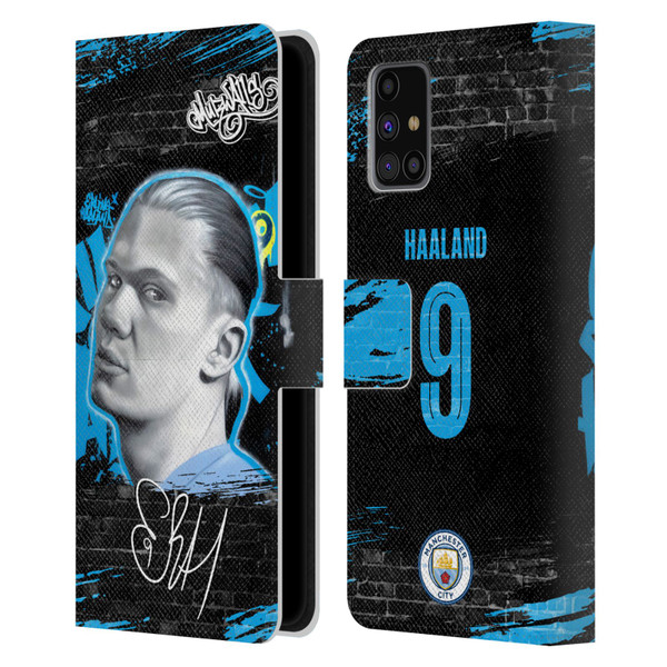 Manchester City Man City FC Graffiti Collection by Murwalls Erling Haaland Leather Book Wallet Case Cover For Samsung Galaxy M31s (2020)