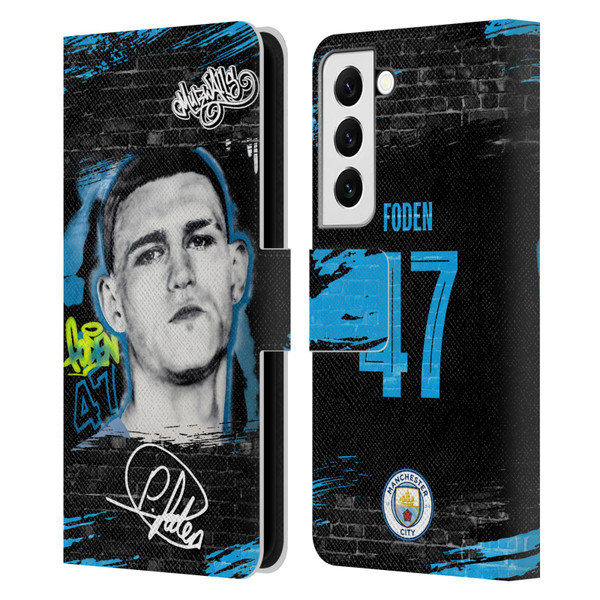 Manchester City Man City FC Graffiti Collection by Murwalls Phil Foden Leather Book Wallet Case Cover For Samsung Galaxy S22 5G