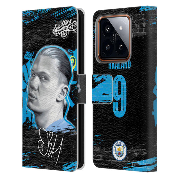 Manchester City Man City FC Graffiti Collection by Murwalls Erling Haaland Leather Book Wallet Case Cover For Xiaomi 14