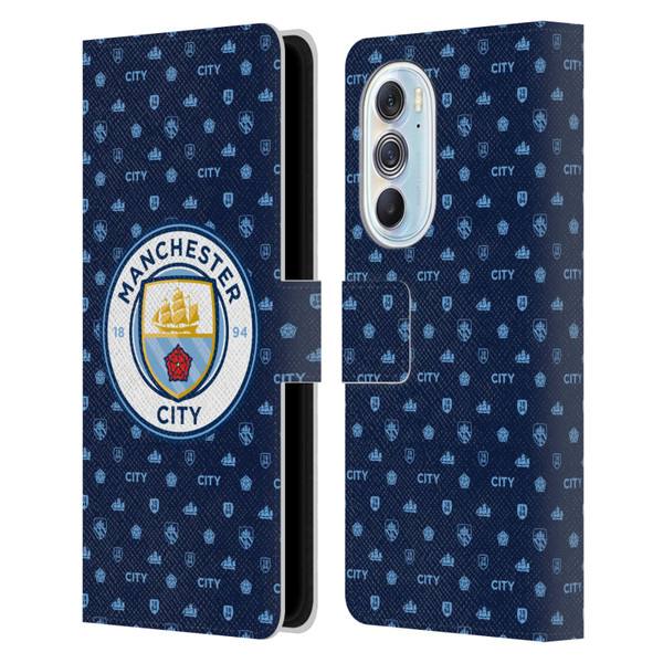 Manchester City Man City FC Patterns Dark Blue Leather Book Wallet Case Cover For Motorola Edge X30