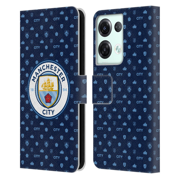 Manchester City Man City FC Patterns Dark Blue Leather Book Wallet Case Cover For OPPO Reno8 Pro