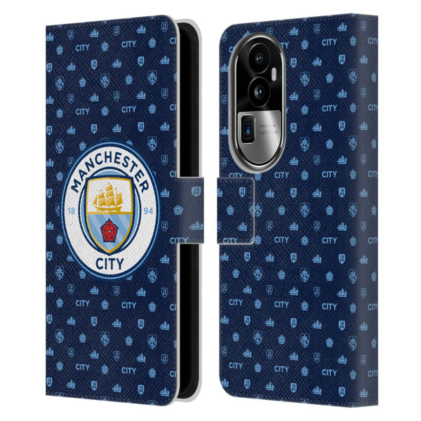Manchester City Man City FC Patterns Dark Blue Leather Book Wallet Case Cover For OPPO Reno10 Pro+