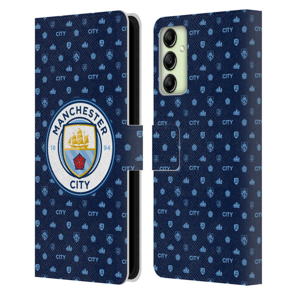 Manchester City Man City FC Patterns Dark Blue Leather Book Wallet Case Cover For Samsung Galaxy A14 5G