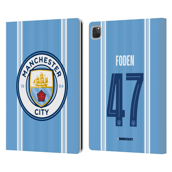 Manchester City Man City FC 2023/24 Players Home Kit Phil Foden Leather Book Wallet Case Cover For Apple iPad Pro 13 M4 2024