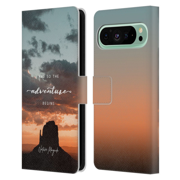Nature Magick So The Adventure Begins Quote Desert Leather Book Wallet Case Cover For Google Pixel 9 Pro XL