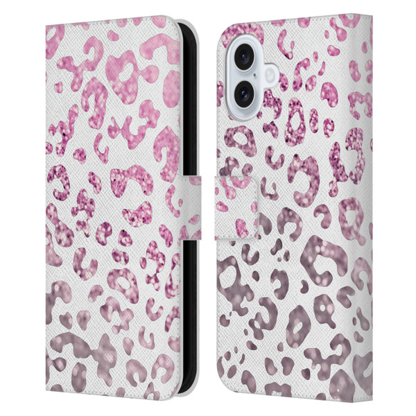 Monika Strigel Animal Print Glitter Pink Leather Book Wallet Case Cover For Apple iPhone 16 Plus