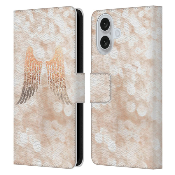 Monika Strigel Champagne Gold Wings Leather Book Wallet Case Cover For Apple iPhone 16