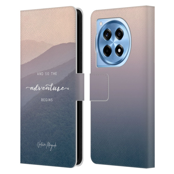 Nature Magick So The Adventure Begins Quote Mountains Leather Book Wallet Case Cover For OnePlus 12R