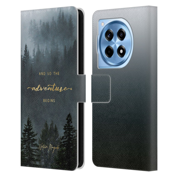 Nature Magick So The Adventure Begins Quote Trees Leather Book Wallet Case Cover For OnePlus 12R