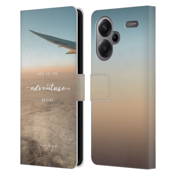 Nature Magick So The Adventure Begins Quote Airplane Leather Book Wallet Case Cover For Xiaomi Redmi Note 13 Pro Plus 5G