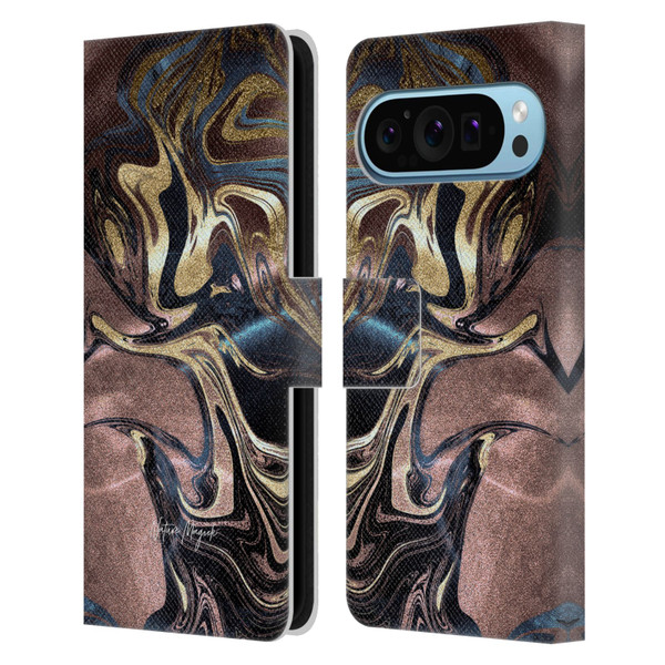 Nature Magick Luxe Gold Marble Metallic Gold Leather Book Wallet Case Cover For Google Pixel 9 / Pixel 9 Pro
