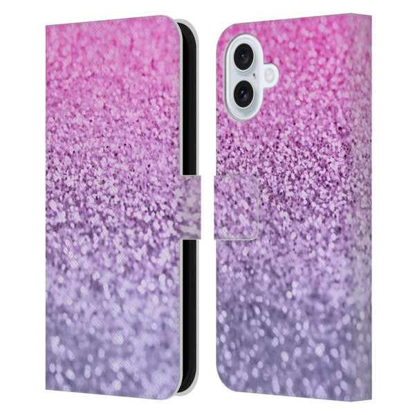 Monika Strigel Glitter Collection Lavender Pink Leather Book Wallet Case Cover For Apple iPhone 16 Plus