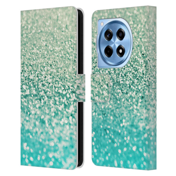 Monika Strigel Glitter Collection Mint Leather Book Wallet Case Cover For OnePlus 12R