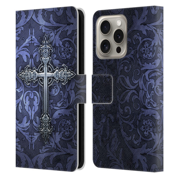 Brigid Ashwood Crosses Gothic Leather Book Wallet Case Cover For Apple iPhone 16 Pro
