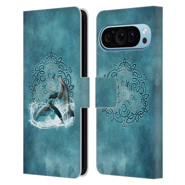 Brigid Ashwood Celtic Wisdom Dolphin Leather Book Wallet Case Cover For Google Pixel 9 / Pixel 9 Pro