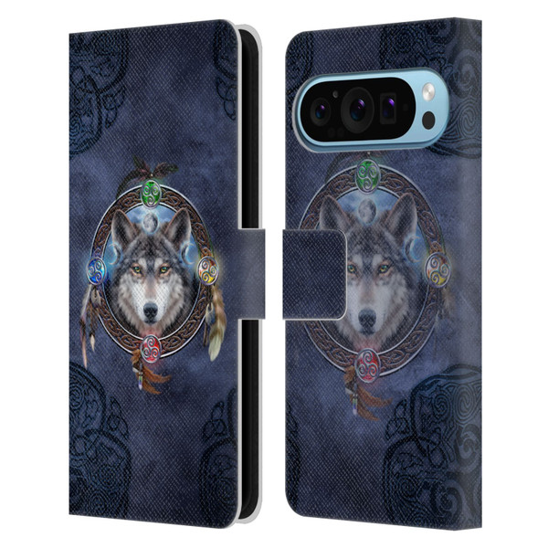 Brigid Ashwood Celtic Wisdom Wolf Guide Leather Book Wallet Case Cover For Google Pixel 9 / Pixel 9 Pro