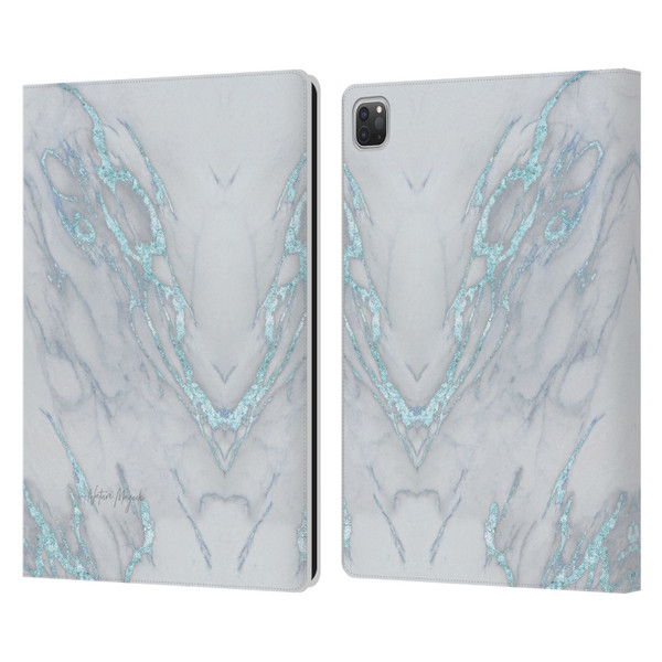 Nature Magick Marble Metallics Blue Leather Book Wallet Case Cover For Apple iPad Pro 13 M4 2024