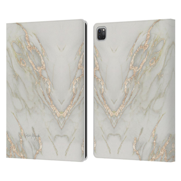 Nature Magick Marble Metallics Gold Leather Book Wallet Case Cover For Apple iPad Pro 13 M4 2024