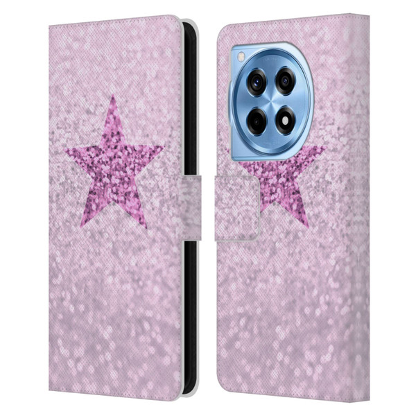 Monika Strigel Glitter Star Pastel Pink Leather Book Wallet Case Cover For OnePlus 12R