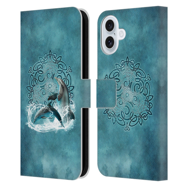 Brigid Ashwood Celtic Wisdom Dolphin Leather Book Wallet Case Cover For Apple iPhone 16 Plus