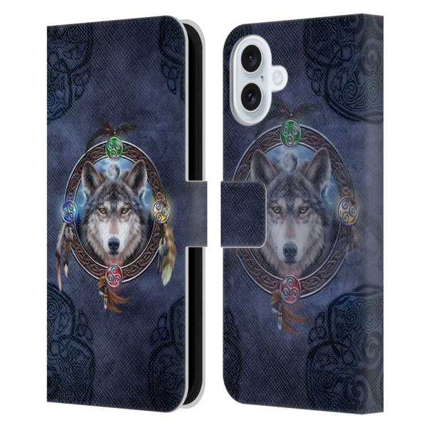 Brigid Ashwood Celtic Wisdom Wolf Guide Leather Book Wallet Case Cover For Apple iPhone 16 Plus