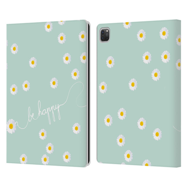Monika Strigel Happy Daisy Mint Leather Book Wallet Case Cover For Apple iPad Pro 13 M4 2024