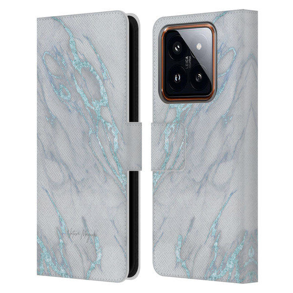 Nature Magick Marble Metallics Blue Leather Book Wallet Case Cover For Xiaomi 14