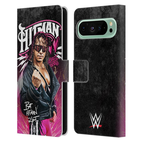 WWE Bret Hart Hitman Graphics Leather Book Wallet Case Cover For Google Pixel 9 Pro XL