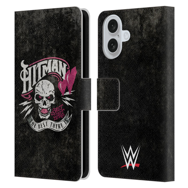 WWE Bret Hart Hitman Logo Leather Book Wallet Case Cover For Apple iPhone 16