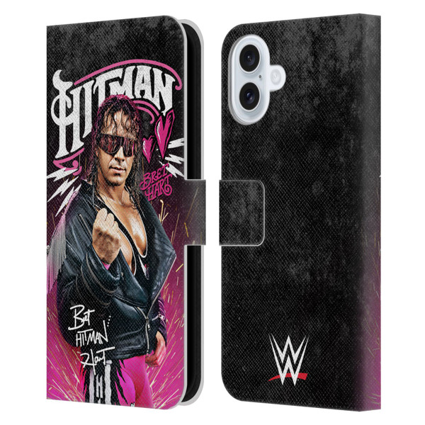 WWE Bret Hart Hitman Graphics Leather Book Wallet Case Cover For Apple iPhone 16 Plus
