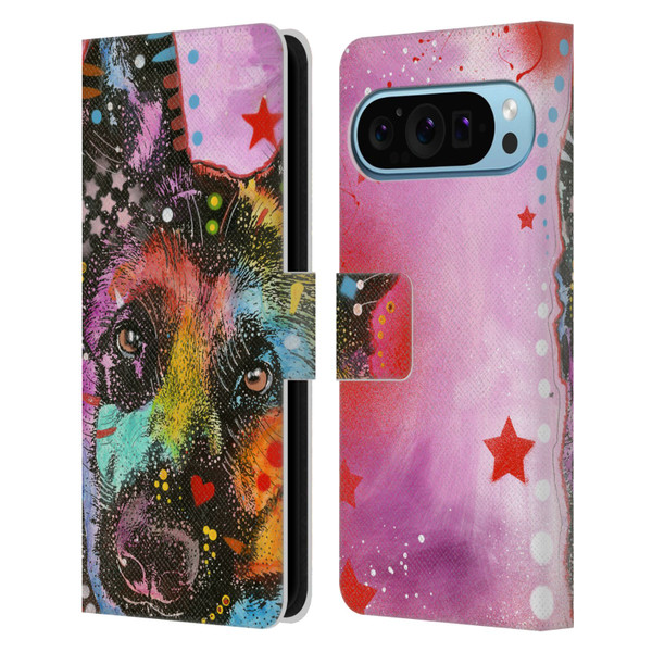 Dean Russo Dogs German Shepherd Leather Book Wallet Case Cover For Google Pixel 9 / Pixel 9 Pro